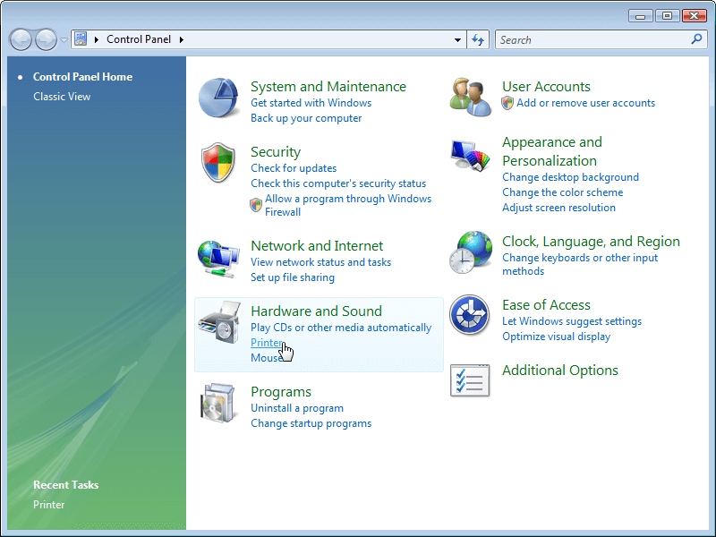 captura de pantalla de windows vista