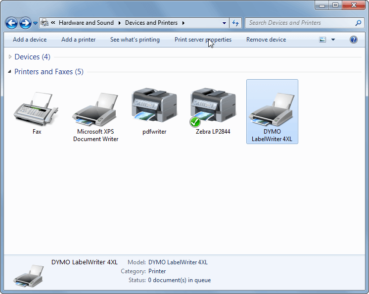 dymo connect printer not connected