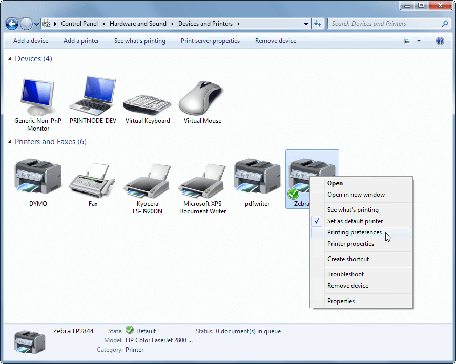 Remote Printing To A Zebra Printer Windows 7 Printnode